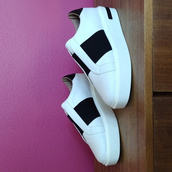 Linea Paolo Kaira White Nappa Leather Platform Sneakers Size 9.5 Wide Sole - Picture 5 of 12
